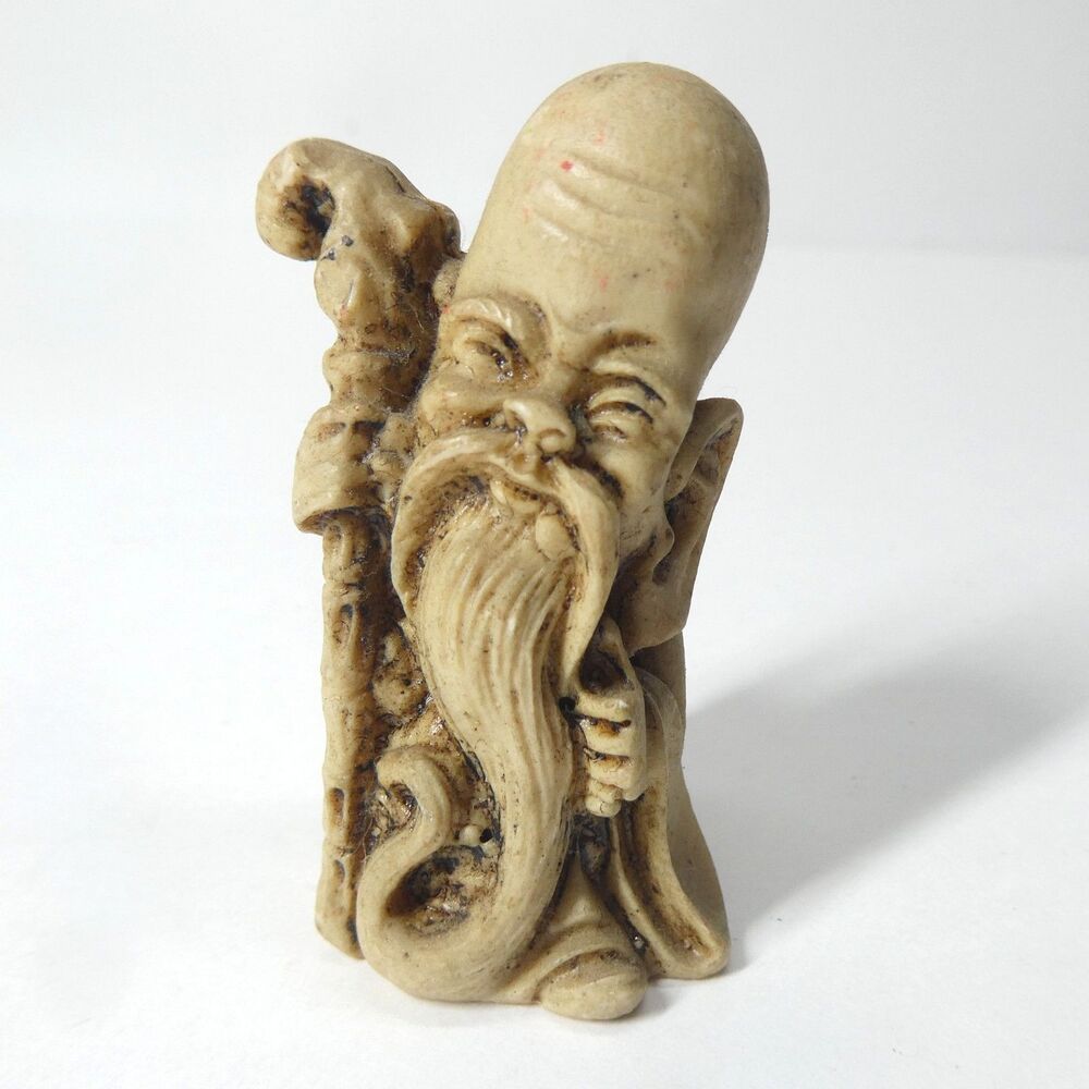 Shou Xing Chinese Taoist God of Longevity Wise Man 2" Resin Figurine Vintage